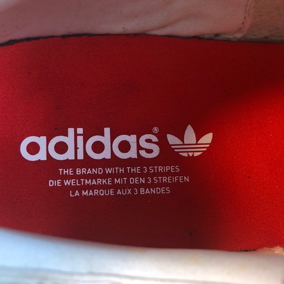 adidas Red & White Leather Sneakers Size 18 - Picture 8 of 9
